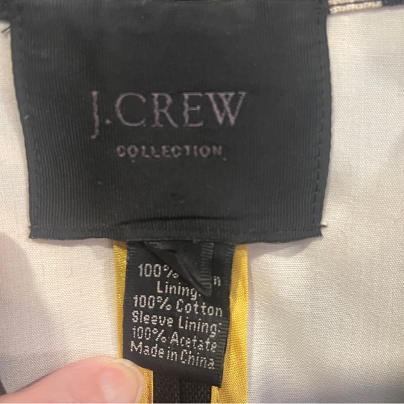 J CREW COLLECTION Sz 8 100% Linen Zebra Tiger Striped Print  Blazer Tan Black - Picture 2 of 11